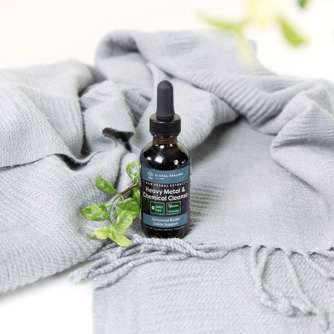 heavy metal detox bottle near scarf